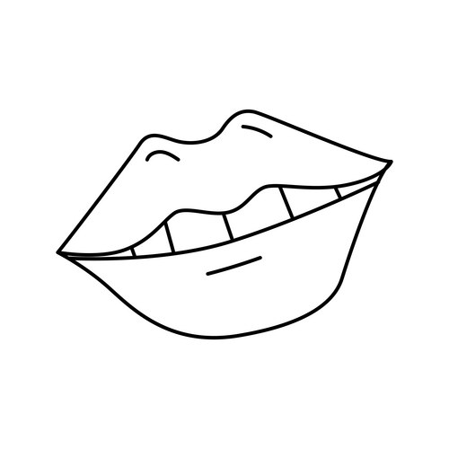 Playful Smiling Mouth Line Art Vector Image