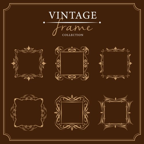 Vintage frames set retro design elements Vector Image