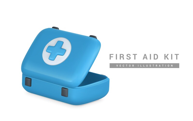 3d realistic first aid kit emergency box vector