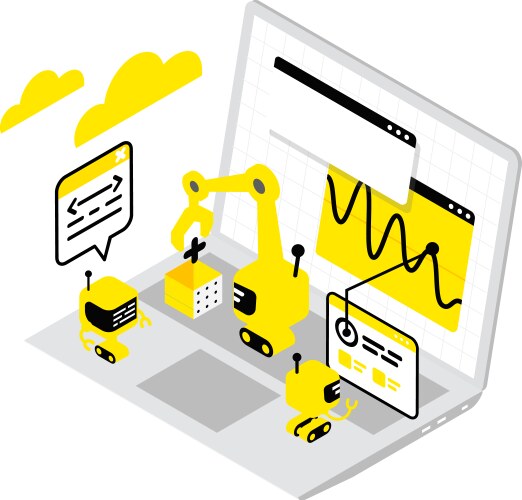 Robots & Laptop Programming vector image