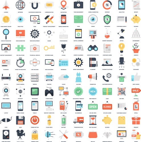 Flat web icons Royalty Free Vector Image - VectorStock