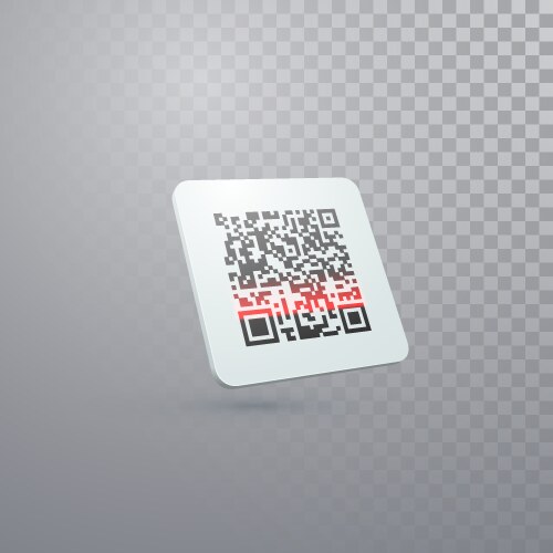 Qr code badge in scanning process isolated vector image