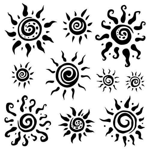 Sun set hand drawn vector image