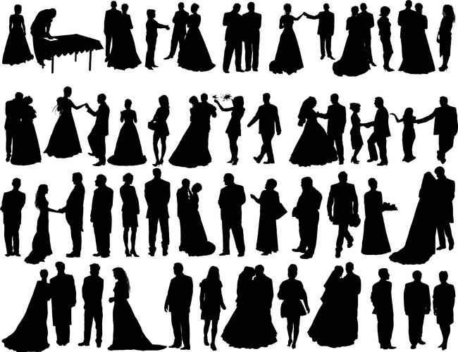 Wedding love silhouettes Royalty Free Vector Image