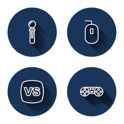 Set line vr controller game computer mouse vs vector image
