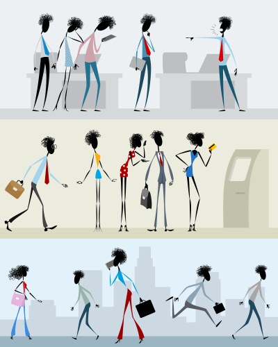 Characters in different situations vector image