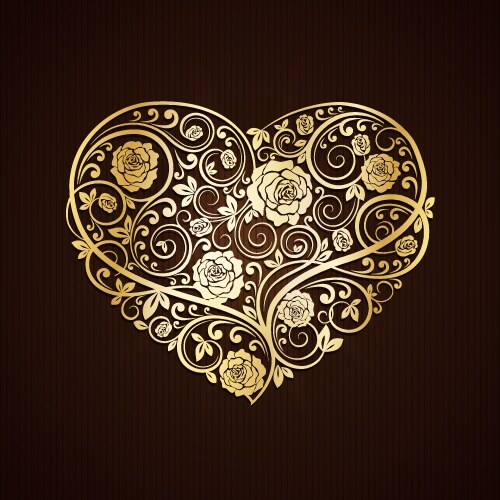 Heart with golden roses Royalty Free Vector Image