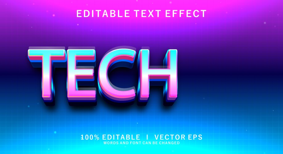 Tech 3d text effect with modern style design vector image