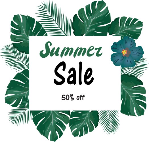 Tropical Summer Sale Leaves Vector Image