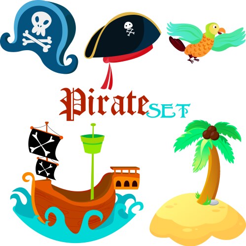 Set of pirate objects Vector Image