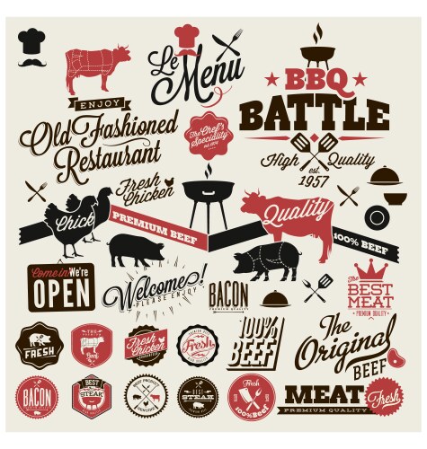 restaurant design elements vector