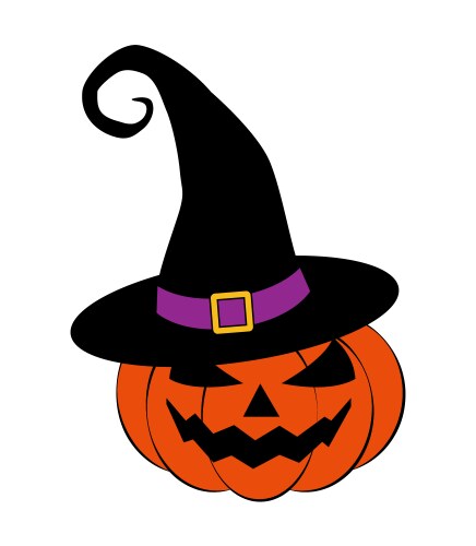 Halloween pumpkin in witches hat jack o lantern Vector Image