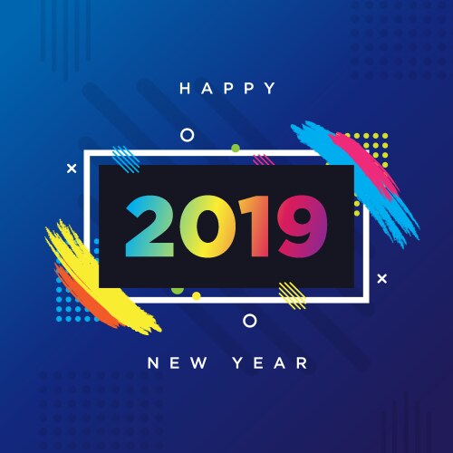 Happy New Year 2019 Celebration Frame Vector Image