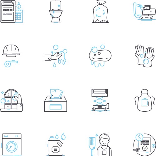 Tidying up linear icons set declutter organize vector image