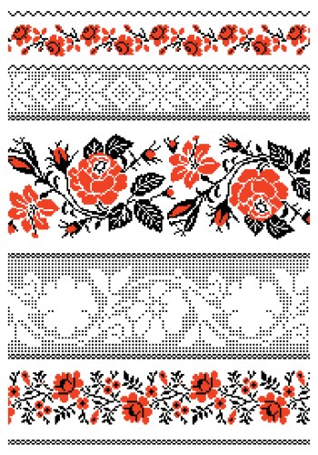 Ukrainian Rose Embroidery Vector Image