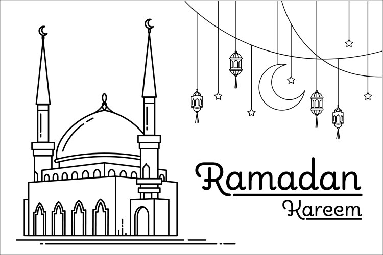 Ramadan Mosque Coloring Page – Royalty-Free Vector | VectorStock
