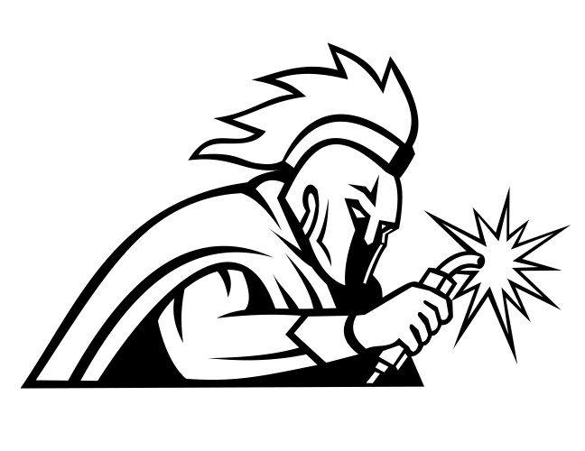 Spartan soldier welder with welding torch mascot Vector Image