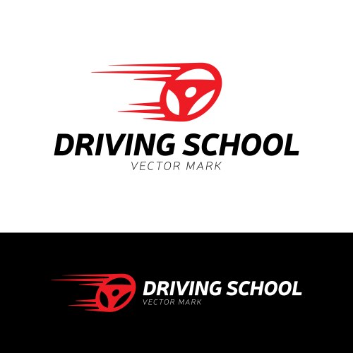 driving school logo dynamic car wheel design vector image