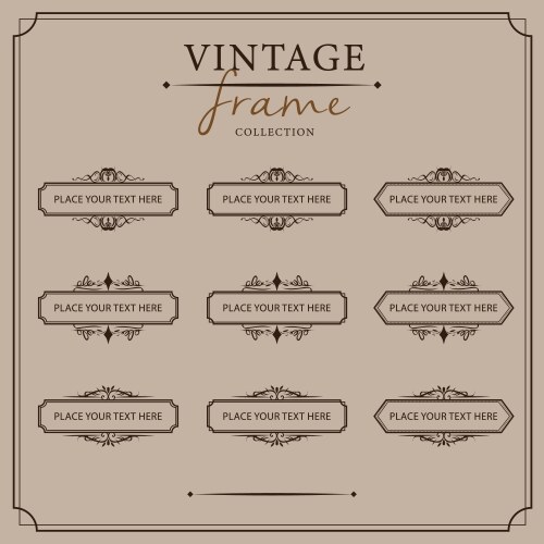 Vintage frames set retro design elements Vector Image