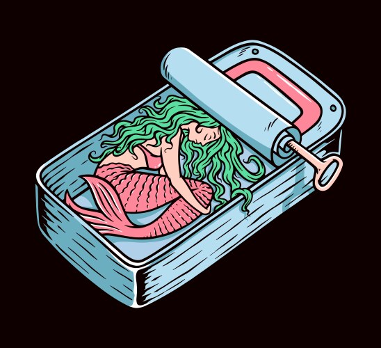 Mermaid in a can Vector Image