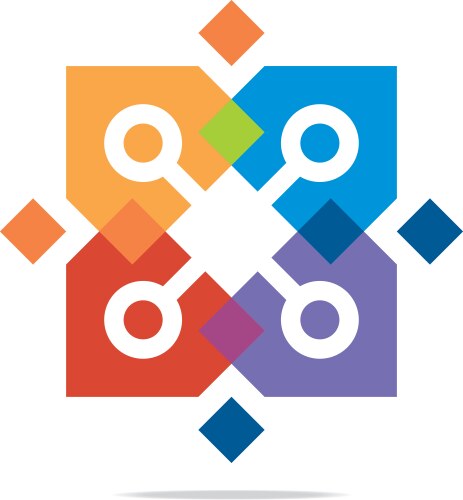 Logo abstract connection circle square element vector image