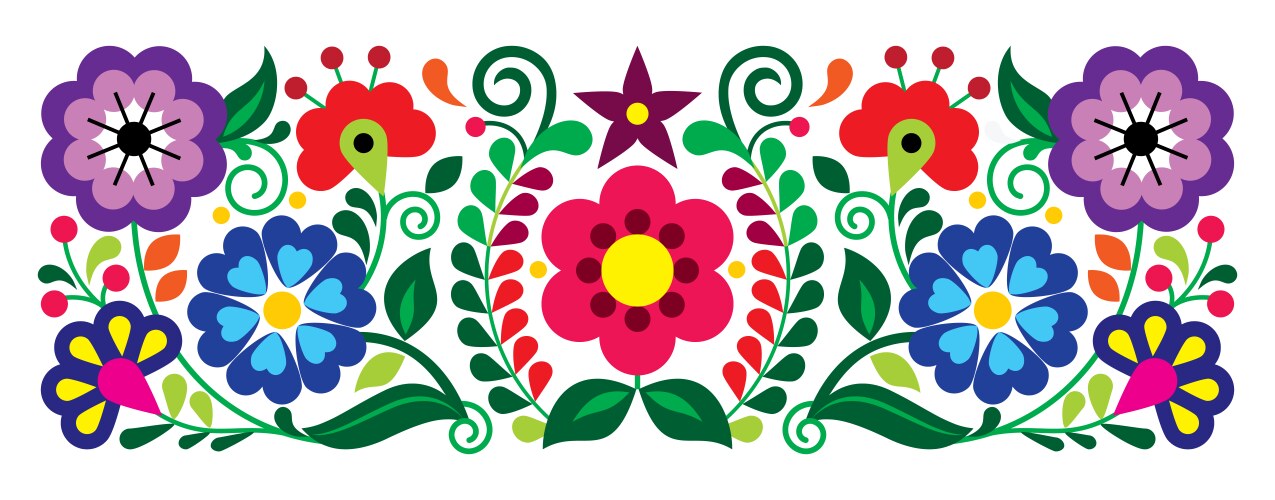 mexican embroidery style floral pattern vector