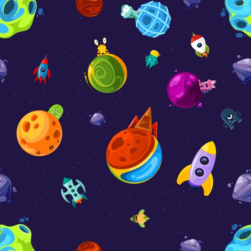 Aliens in space background with outdoor freak Vector Image