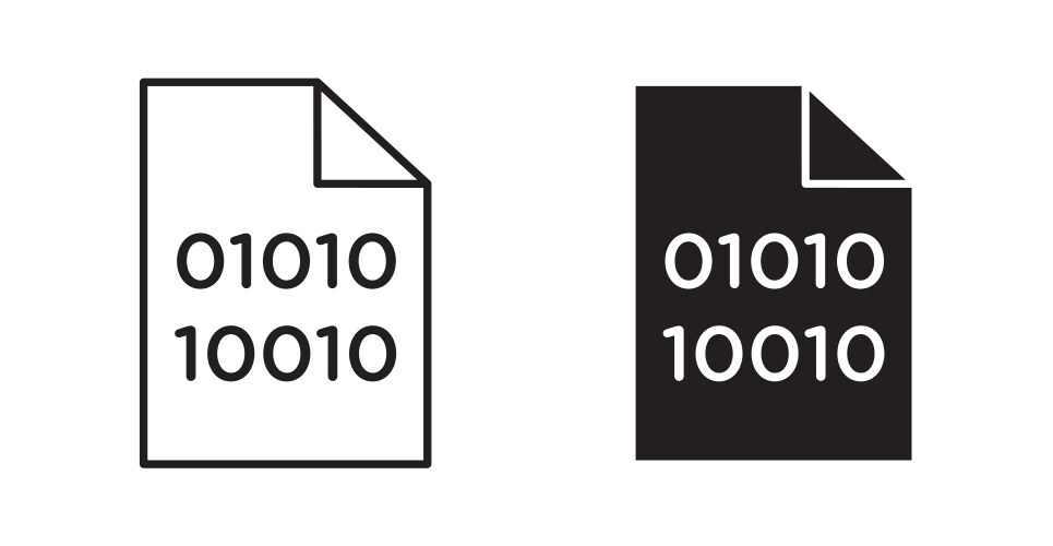 Binary code icon set in thin line for web vector image