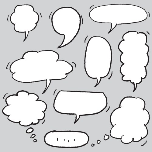 Hand drawn set speech bubbles Vector Image