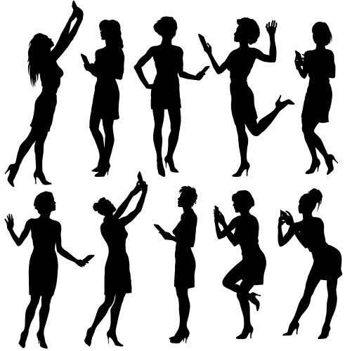 Woman Silhouettes - Diverse Poses Vector Image
