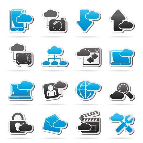 Cloud services and objects icons – Royalty-Free Vector | VectorStock