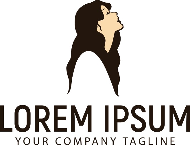 Beautiful woman with long hair logo design Vector Image