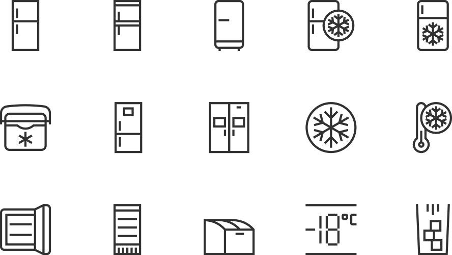 fridge line icons set vector