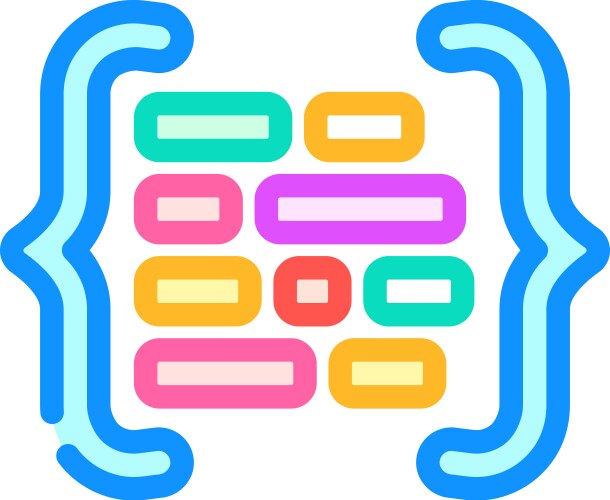 Code brackets with letters nlp color icon vektorbild