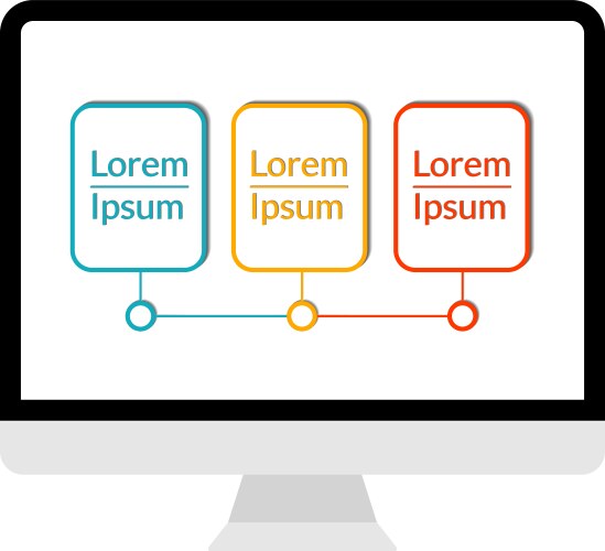 Modern computer display with infographic data vector image