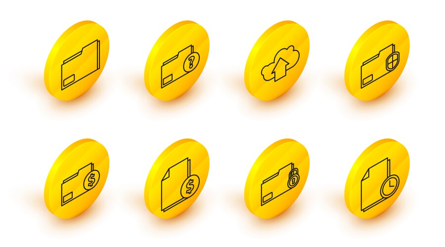 Set line document with clock folder and finance vector image