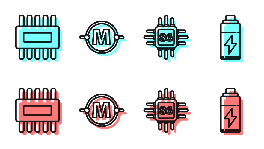 Set line processor with microcircuits cpu vector image