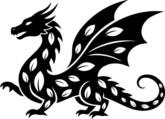 Black Dragon with Leaf Scales Vector Image
