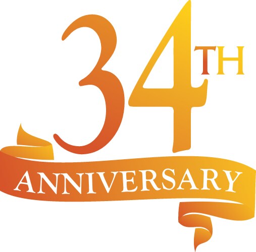 34th Anniversary Ribbon Celebration Vector Image