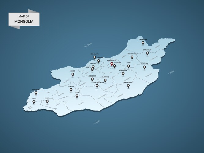 Isometric 3d mongolia map concept vector image