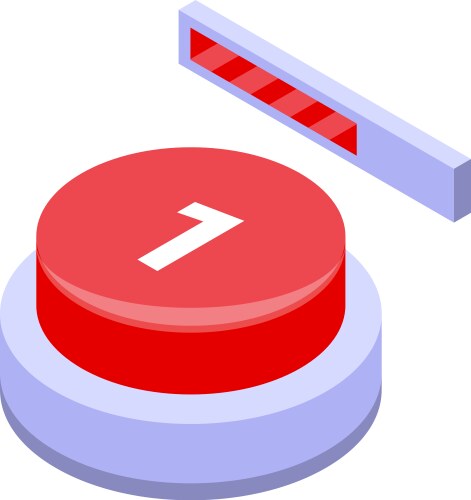 Red button with number one is getting pressed vector image