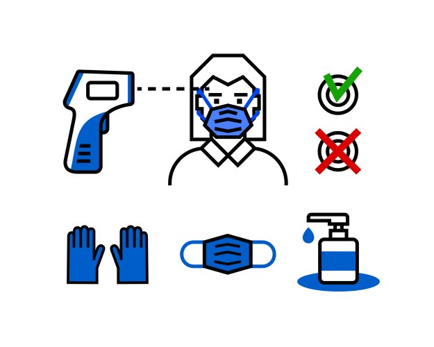 Check control medical mask and gloves thermometer vector image