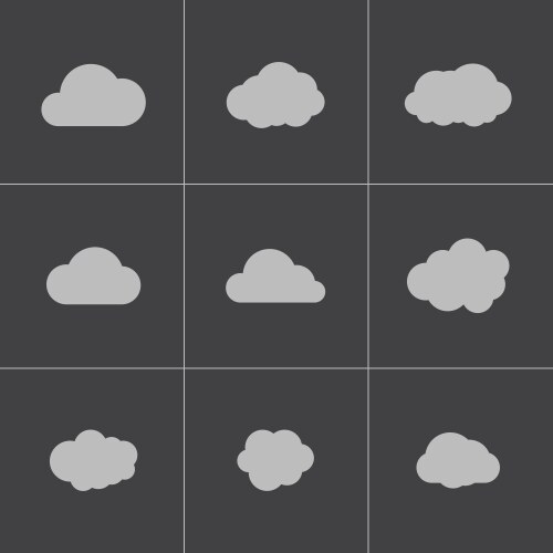 Black cloud icons set Royalty Free Vector Image