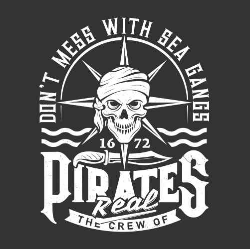 Pirate Skull Emblem - T-Shirt Print Vector Image