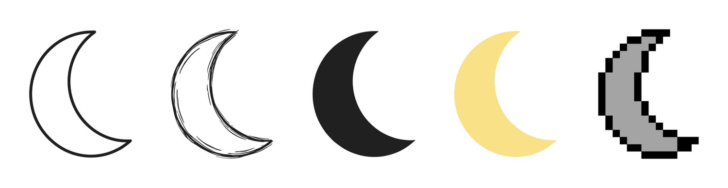 Crescent Moon Icon Set Vector Image