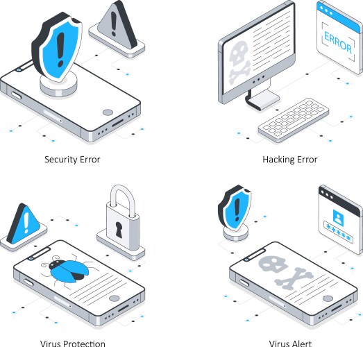 Data security isometric set 15 vector image