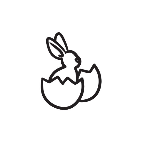 Easter Bunny in Egg Shell Sketch Vector Image