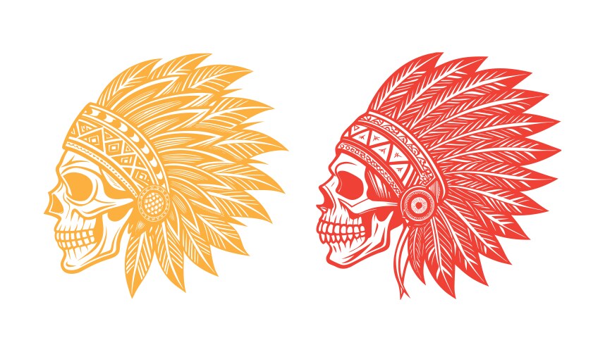 Human skull side view with ornate native american Vector Image