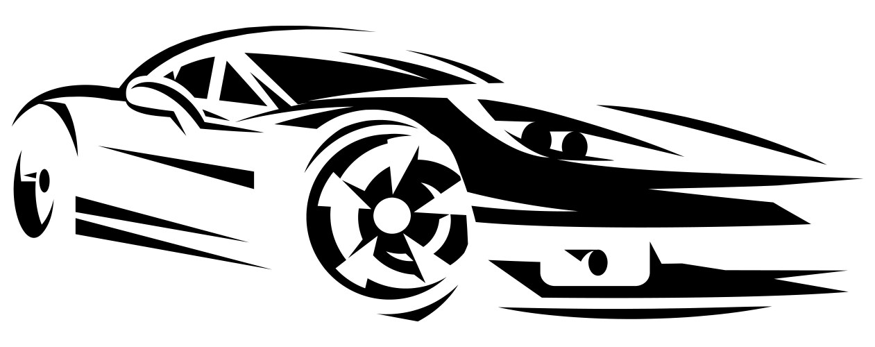 stylized black car from lines logo template vector image