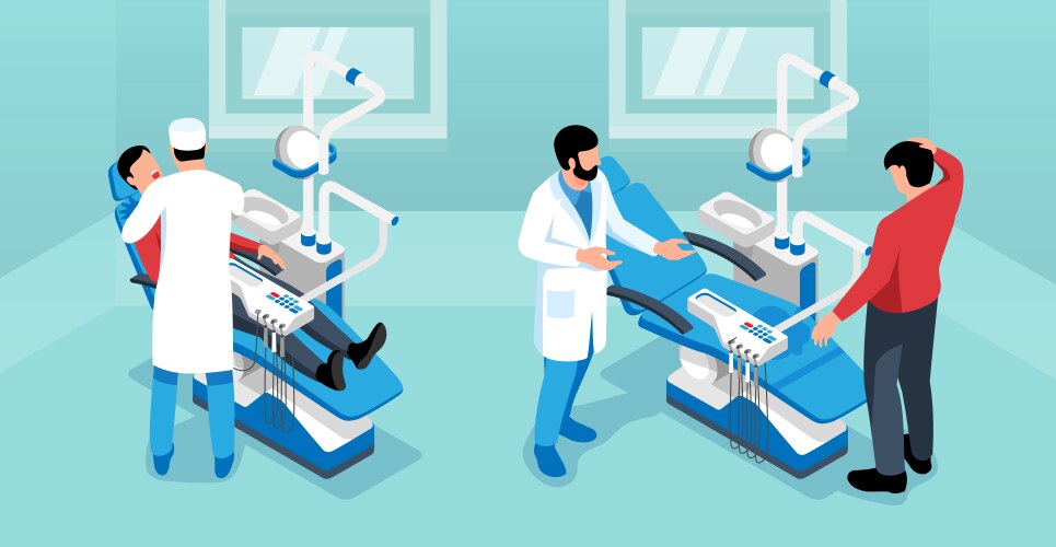 Dentist isometric flowchart Royalty Free Vector Image